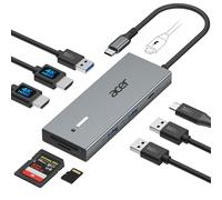 Acer Docking Station Dual HDMI, 9IN1 Hub USB C a 2 HDMI 4K@60Hz, USB-A&C 5Gbps, 100W PD, lettore di schede SD/TF, multiport per 2 schermi, Dell, Chromebook, MacBook Air/Pro ecc.