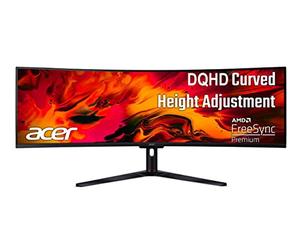 Acer EI491CUR Sbmiipphx - Schermo da gioco 49" 1800R 32:9 curvo DQHD (5120 x 1440) Zero-Frame | AMD FreeSync Premium | Fino a 120 Hz | 4 ms | 94% DCI-P3 | 2 x Display Port v1.4, 2 HDMI 2. 0. 1 uscita