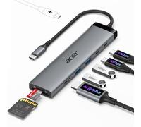 Acer Hub USB-C 10 Gbps 8 in1, Adattatore USB-C a HDMI 4K@60Hz, 2*USBC 3.2, 2*USB-A 3.0, splitter multiporta Type-C con PD 100W e lettore di schede SD/TF, per laptop, PC, iPad Pro