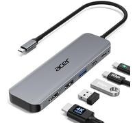 Acer Hub USB-C 5-in-1, Adattatore USB-C a HDMI 4K@60Hz, Trasferimento dati USB-A e USB-C a 5 Gbps, Ricarica PD 100W, Alluminio + Nylon, per iPhone 17/16, MacBook, iPad Pro/Air, Surface, ecc.