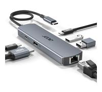 acer Hub USB C con Ethernet 1000 Mbps, HDMI 4K@60Hz, 1 USB-C 5 Gbps, 2 USB-A 3.0, Type-C 100 W PD, docking station multiporta per iPhone 17/16, MacBook iPad Pro/Air, Mac mini M4, Galaxy S24 ecc.