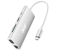 Acer Hub USB C con HDMI 4K a 30Hz, adattatore USB C a Ethernet 9 in 1, docking station USB-A 3.1 da 5 Gbps, ricarica PD 100W, lettore di schede SD, splitter da USB a VGA per MacBook, Acer, laptop