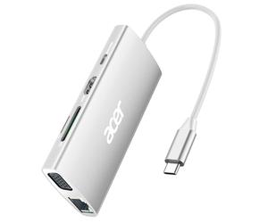 Acer Hub USB C con HDMI 4K a 30Hz, adattatore USB C a Ethernet 9 in 1, docking station USB-A 3.1 da 5 Gbps, ricarica PD 100W, lettore di schede SD, splitter da USB a VGA per MacBook, Acer, laptop