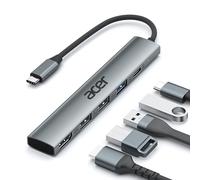 acer Hub USB C HDMI 4K, adattatore multiporta USB-C 5 in 1 in alluminio con 3 porte USB-A, alimentazione da 100 W, splitter di tipo C compatibile con acer laptop, tablet, MacBook M3/M2, XPS, iPad Pro