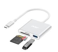 acer Lettore di schede SD con USB 3.0, lettore di schede SD USB C 170MB/s, Adattatore per SD/Micro SD/SDHC/SDXC/MMC, compatibile con iPhone 16, MacBook Pro/Air, iPad Pro 2021, Pixel, XPS 13, ecc.