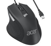 Acer Mouse USB Cablato, 3200 DPI, Mouse con Filo Computer Cavo USB 1,5M, Mouse Ergonomico Con 6 Pulsanti, Mouse Ottico Ufficio Compatibile con Laptop, PC, Mac, Chromebook
