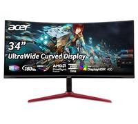 Acer Nitro 3440 x 1440 1500R - Monitor da gioco curvo da 86,4 cm (34"), UWQHD, AMD FreeSync Premium, aggiornamento fino a 180 Hz, 1 ms (VRB) | 400nit | DisplayHDR 400 | 1 x DP 1.4 e 2 x HDMI 2.0 |