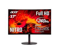 acer Nitro - Monitor da gioco curvo Full HD da 27" 1500R per PC, AMD FreeSync Premium, 240 Hz, 1 ms VRB, altoparlanti, HDR10, ErgoStand, compatibile con montaggio VESA, 1 x DP 1.4 e 2 x HDMI 2.0 |