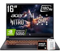 acer Nitro V 16 AI Gaming Laptop, 16" WUXGA IPS 180Hz Display, AMD Ryzen 5 240, NVIDIA GeForce RTX 5050 8GB GDDR7 Graphics, 16GB DDR5, 512GB Gen4 SSD, WiFi 6E, RGB Backlit KB, Win11 Home, W/256GB PSD