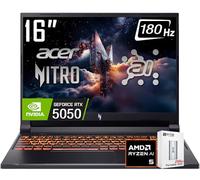 acer Nitro V 16 AI Gaming Laptop, 16" WUXGA IPS180Hz Display, AMD Ryzen 5 240, NVIDIA GeForce RTX 5050 8GB GDDR7 Graphics, 16GB DDR5, 512GB Gen4 SSD, WiFi 6E, RGB Backlit KB, Win11 Home, W/256GB PSD