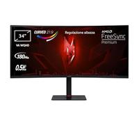 acer Nitro XV345CURV3bmiphuzx, Monitor Gaming PC 34", Monitor Curvo VA WQHD, 180 Hz, 0,5 ms, 21:9, FreeSync Premium, HDMI 2.0, DP 1.4, Type-C, USB 2.0, Regolazione in altezza, Speaker, Nero