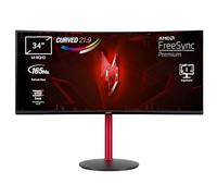 Acer Nitro XZ342CUPbmiiphfx, Monitor Gaming PC 34", Monitor Curvo WQHD, 165 Hz, 1 ms (VBR), 21:9, FreeSync Premium, HDMI 2.0, DP 1.4, ZeroFrame, Regolazione in altezza, Speaker, Cavo HDMI Incluso