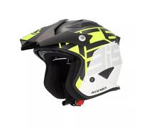 Acerbis Casco Jet Aria Graphic Opaco Bianco/Nero/Giallo Fluo Taglia S Maschile