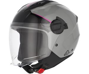 Acerbis Levante Logo Casco a reazione, grigio/rosa, Taglia M (57/58)