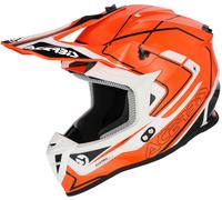 Acerbis Linear 2026 Casco da motocross, bianco-arancione, taglia XL per maschi