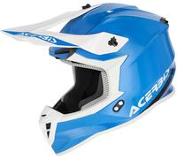 Acerbis Linear Casco da motocross, bianco-turchese-blu, taglia S per maschi