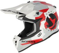Acerbis Linear Graphic Casco da motocross, bianco/rosso/grigio, Taglia XXL (63/64)