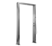 Acero Colonna doccia doppia a pavimento acciaio inox cascata getti idro lombari - : , CONFEZIONE: 1 pz., Finitura-: Spazzolato