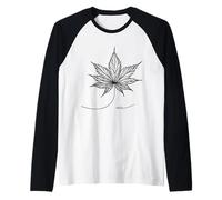 Acero Giapponese Line Art Amante Piante Maglia con Maniche Raglan