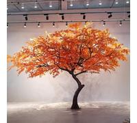 Acero Rosso Artificiale Realistico | Fogliame e Tronco in Seta realistici | Decorazione for Interni/Esterni | Non necessita di annaffiatura | Base Robusta Inclusa(2.5mx2.5m)