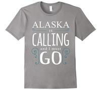 ACERODEOSK Men's Alaska Is Calling And I Must Go Funny Camping Gift T Shirt Slate Grey M