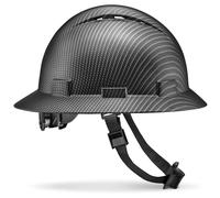 Acerpal Casco rigido OSHA con visiera completamente ventilata, design in fibra di carbonio, colore nero, finitura opaca, con sospensione a 6 punti