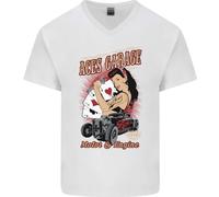 Aces Garage Hotrod Hot Rod Dragster Auto Uomo Scollo A V Cotone T-Shirt