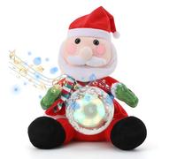 Aceshop 14" Babbo Natale Giocattolo di Peluche Elettrico Con Musica e Luci - Decorazioni Natalizie e Regali (Rosso)