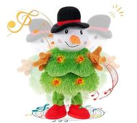 Aceshop Albero di Natale Giocattoli di Peluche, 15" Pupazzo di neve Albero di Natale Giocattoli di Peluche con Musica e Luci Giocattolo di Peluche che Canta e Balla per regalo di Natale per bambini