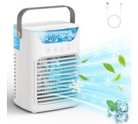 Aceshop Condizionatore Portatile, 650ML Raffreddatore D'aria Evaporativo con Timer 2-4H, 3 Velocità, 2 Modalità di Nebbia, 7 Luci Colorate, Mini Raffreddatore D'aria Personale per Camera Ufficio