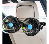 Aceshop Ventilatore Auto 12V Ventola di Raffreddamento per Auto Ventola per Sedile Posteriore Elettrico a Doppia Testa da 4" Ventilatore per Seggiolino Auto, 12 Velocità, Girevole a 360°,Cavo da 2,3m