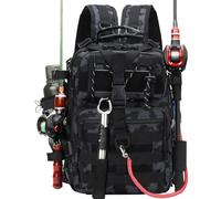 Aceshop Zaino da Pesca, Borsa da Pesca Impermeabile Borsa per Attrezzatura da Pesca Borsa a Tracolla da Pesca Mimetica Zaino Tattico Militare Molle per Pesca Campeggio Escursionismo Viaggio (Blu)