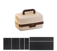 ACESOME - Scatola con serratura a 3 strati, con serratura, per medicine, cibo, carcere (marrone chiaro, 29 x 18,5 x 15,5 cm)