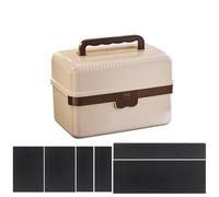 ACESOME - Scatola con serratura a 3 strati, con serratura, per medicine, cibo, carcere (marrone chiaro, 34 x 20,5 x 22,5 cm)