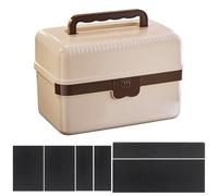 ACESOME - Scatola con serratura a 3 strati, con serratura, per medicine, cibo, carcere (marrone chiaro, 38,5 x 25,5 x 25,5 x 25,5 x 25,5 x 25,5 cm)