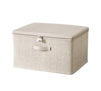 ACESOME Scatola con serratura, Scatola chiudibile a chiave, Scatola portaoggetti in tessuto, Cotone e lino Scatola chiudibile a chiave, Scatola pieghevole con serratura per vestiti e giocattoli (1, 45