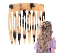 Acetate Hair Comb French Side Clip | Acrylic, 5.8x6.8cm, Light Or Dark | Vintage Leopard Print Strong Hold Styling Comb | Non-Slip Fringe Tamer For Women