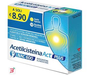 ACETILCISTEINA ACT PLUS NAC 600 12 BUSTINE EFFERVESCENTI AGRUMI