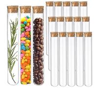 Acetiti 15 Pezzi 30ml Provette Trasparente con Tappo in Sughero, 20x150mm Provette Portaconfetti per Fiori Fai Da Te Artigianato Caramelle Laboratorio Bomboniere per feste