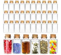 Acetiti 30 Pezzi 25ml Barattolini Vetro Piccoli con Tappo Sughero, Mini Vasetti Vetro Piccoli Porta Spezie Ermetici Bottiglie Messaggi barattoli per incantesimi per fai da te Matrimonio Decorazione