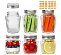 Acetiti 6 Pezzi Mason Jar 250ml 500ml, Barattoli di Vetro con Coperchi e Etichette Ermetici Vasetti Vetro per Conserve Overnight Oats Marmellate Spezie Caramelle Miele Insalata