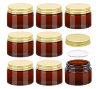 Acetiti 8 Pcs Vasetti di Vetro Ambrato, 50ml Barattoli per Crema, Contenitore cosmetico vuoto con coperchio a vite e rivestimenti in Alluminio, Vasetti Cosmetici Viaggio Vetro per Crema lozione