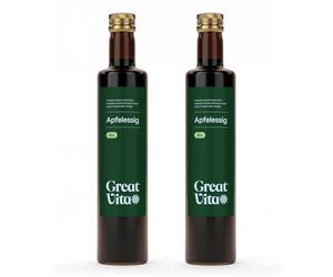 Aceto di sidro di mele biologico MeaVita, naturalmente torbido e non filtrato con aceto di noce, confezione da 2 (2 x 500 ml)