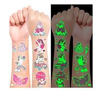 Acevegue 20 Fogli Tatuaggi per Bambini, Luminosi Unicorno Stickers Tatuaggi Bambini Gadget Compleanno, Regalini Fine Festa Compleanno per Bambini