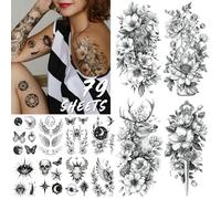 Acevegue 79 Fogli, 200+ Motivi Tatuaggi Temporanei Adulti, 3D e Impermeabili Tatuaggi Finti Stickers per Uomo e Donna, Kit Adesivi Tattoo per Festività e Party