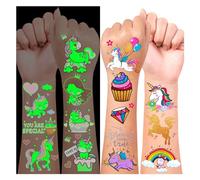 Acevegue Unicorno Tatuaggi Luminosi per Bambini, Stickers Tatuaggi Glitter Unicorno Bambina, Trasferelli Temporanei bambini pensierini gadget compleanno bambini
