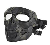 ACEXIER Maschera Tattica Airsoft, Maschere Pieno Facciale Scheletro Teschio con Occhiali Antiurto Esercito Fan Forniture Caccia Maschere Paintball per Moto Ciclismo Escursionismo Maschera Militare