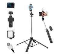 aceyoon Bastone per selfie estensibile da 180 cm, con base a 4 gambe e clip magnetica per telefono