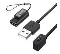 aceyoon Caricatore compatibile con Mi Band 9/8/8 Pro/Redmi Watch 3 Active/Redmi Band 2 Solo, Caricabatterie Magnetico con Cavo di Ricarica USB Magnetico da 0.6M con Adattatore di Tipo C (Nero)