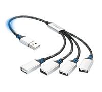 aceyoon Cavo splitter USB 0,5 m, USB 2.0 a quattro connettori Y adattatore USB A 1 maschio a 4 prese, prolunga mini hub supporta 480 Mbps trasferimento dati/ricarica per laptop, Mac, PC, tastiera